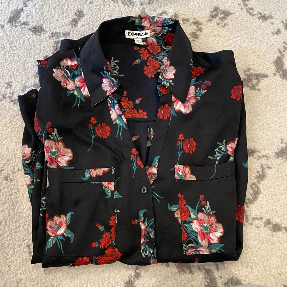 S/P Express Floral Button Down Blouse